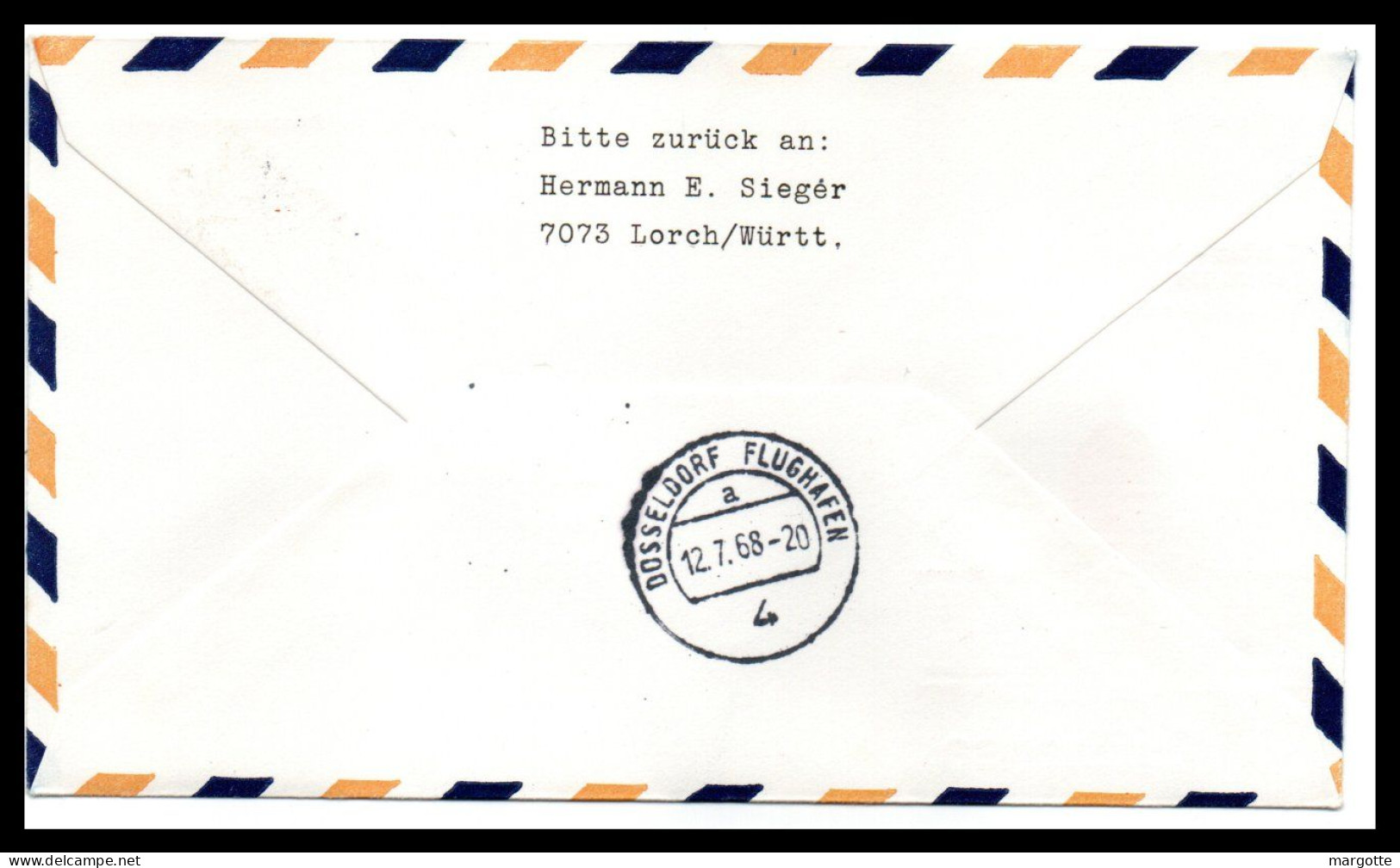 FFC Lufthansa  Dusseldorf-Beograd-Dusseldorf  12/07/1968 - Airmail