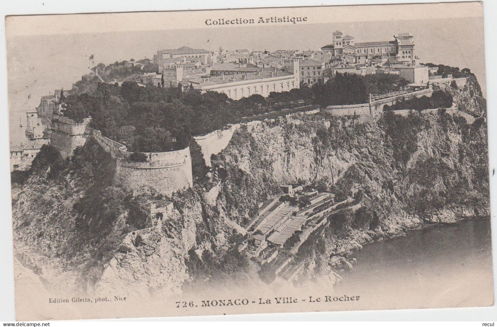 MONACO - 726 - La Ville - Le Rocher  ( - Timbre à Date De 1908 - Verzamelingen