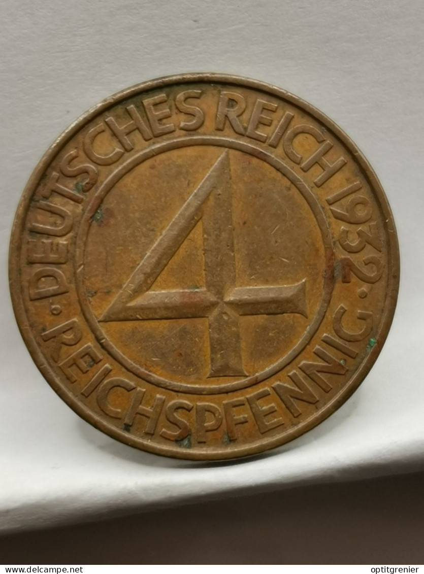 4 REICHSPFENNIG 1932 D MUNICH ALLEMAGNE / GERMANY - 4 Reichspfennig