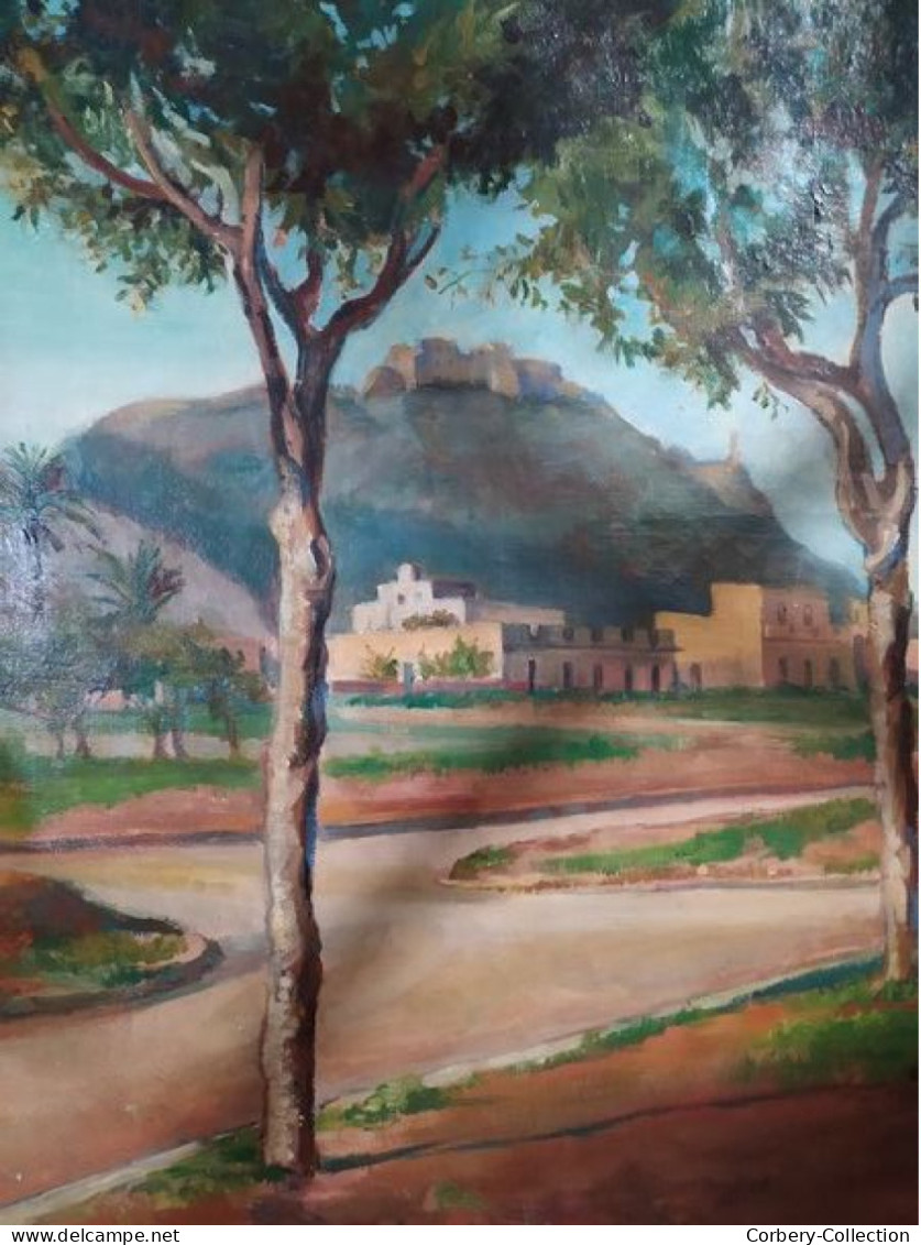 Tableau Orientaliste Le Santa Cruz à Oran Algérie Signé C. R. Le Nôtre - Oelbilder