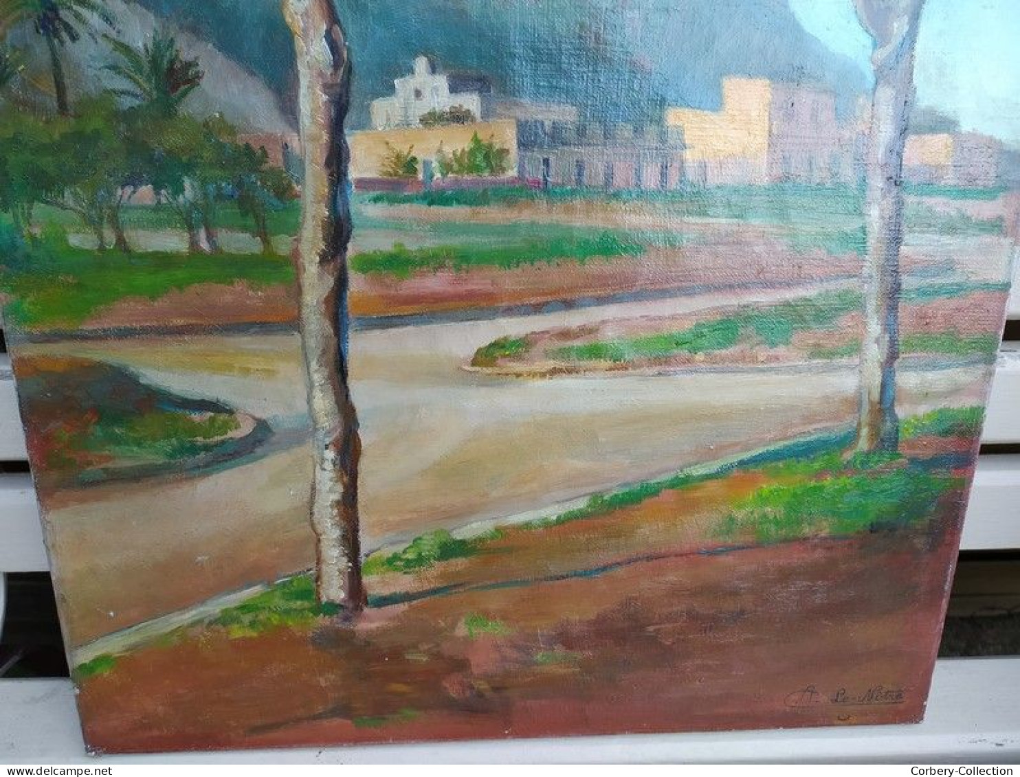 Tableau Orientaliste Le Santa Cruz à Oran Algérie Signé C. R. Le Nôtre - Oils