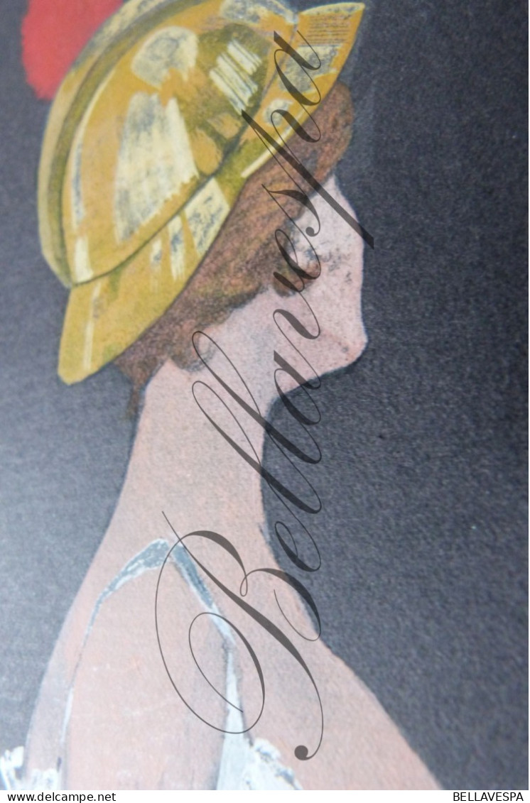 Fantasie Illustrateur Gesigneerd Originele Art Deco  Tekening Op Postkaartformaat Verzonden 1959 Miniatuur De Mulder - Autres & Non Classés