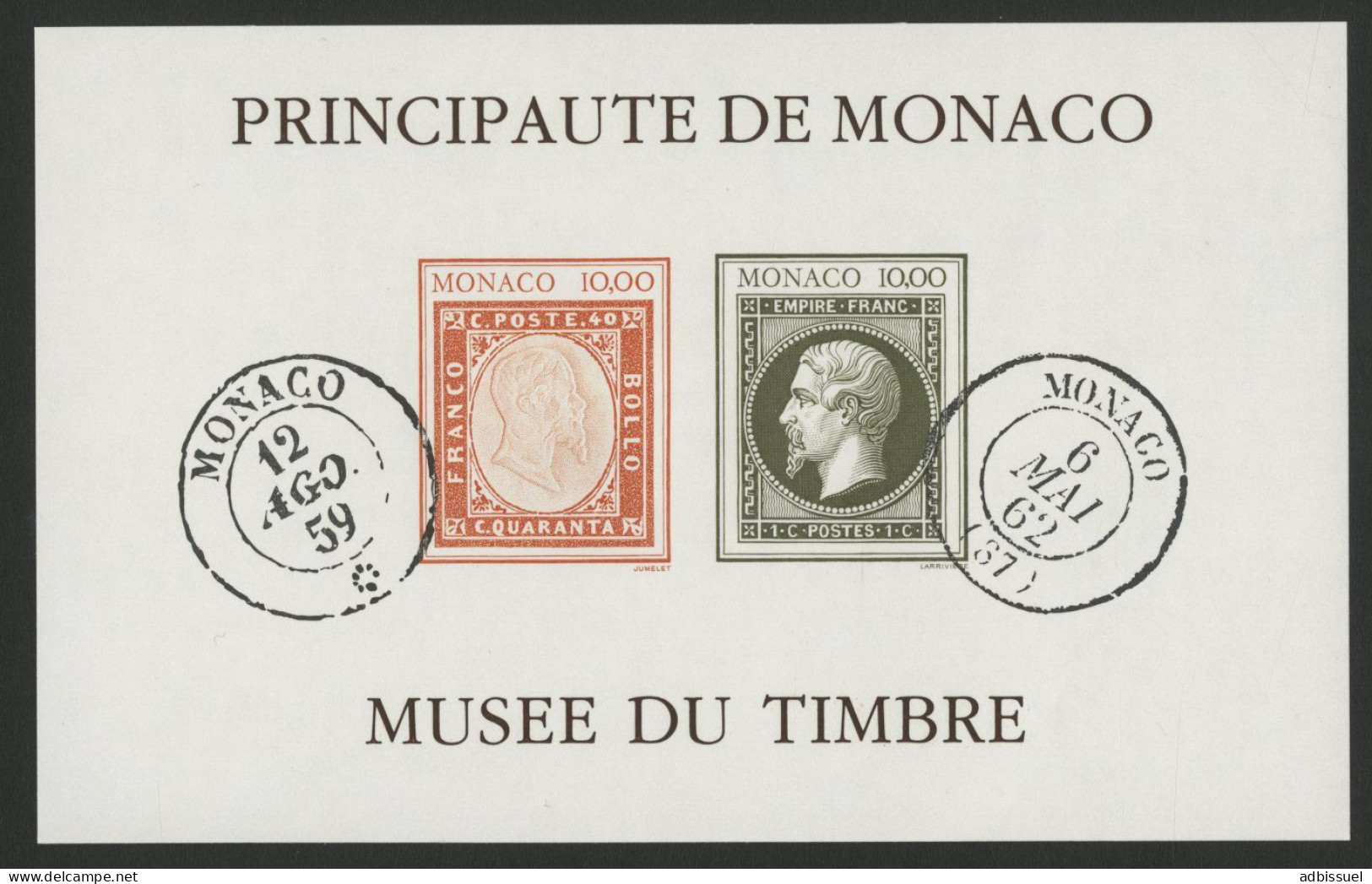 MONACO Cote 250 € BLOC NON DENTELE N° 58a "Création Du Musée Du Timbre En 1992" Neuf ** (MNH). TB/VG - Blocks & Sheetlets