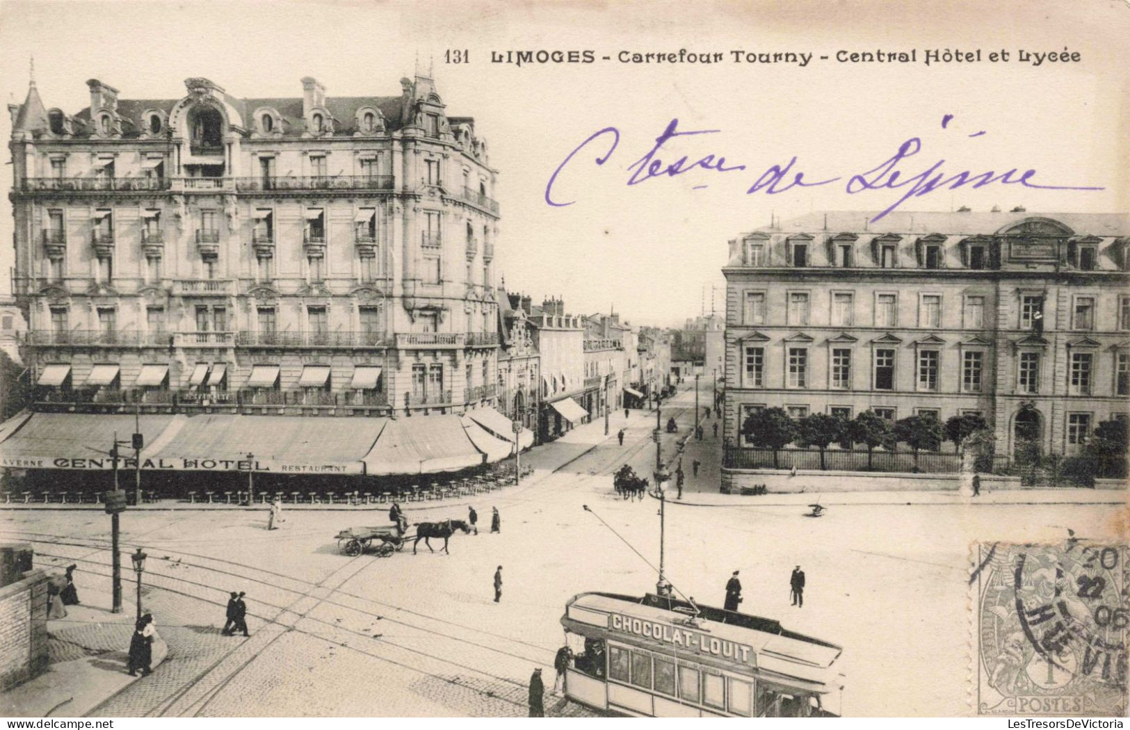 FRANCE - Limoges - Carrefour Tourny - Central Hôtel Et Elysée - Animé - Carte Postale Ancienne - Limoges