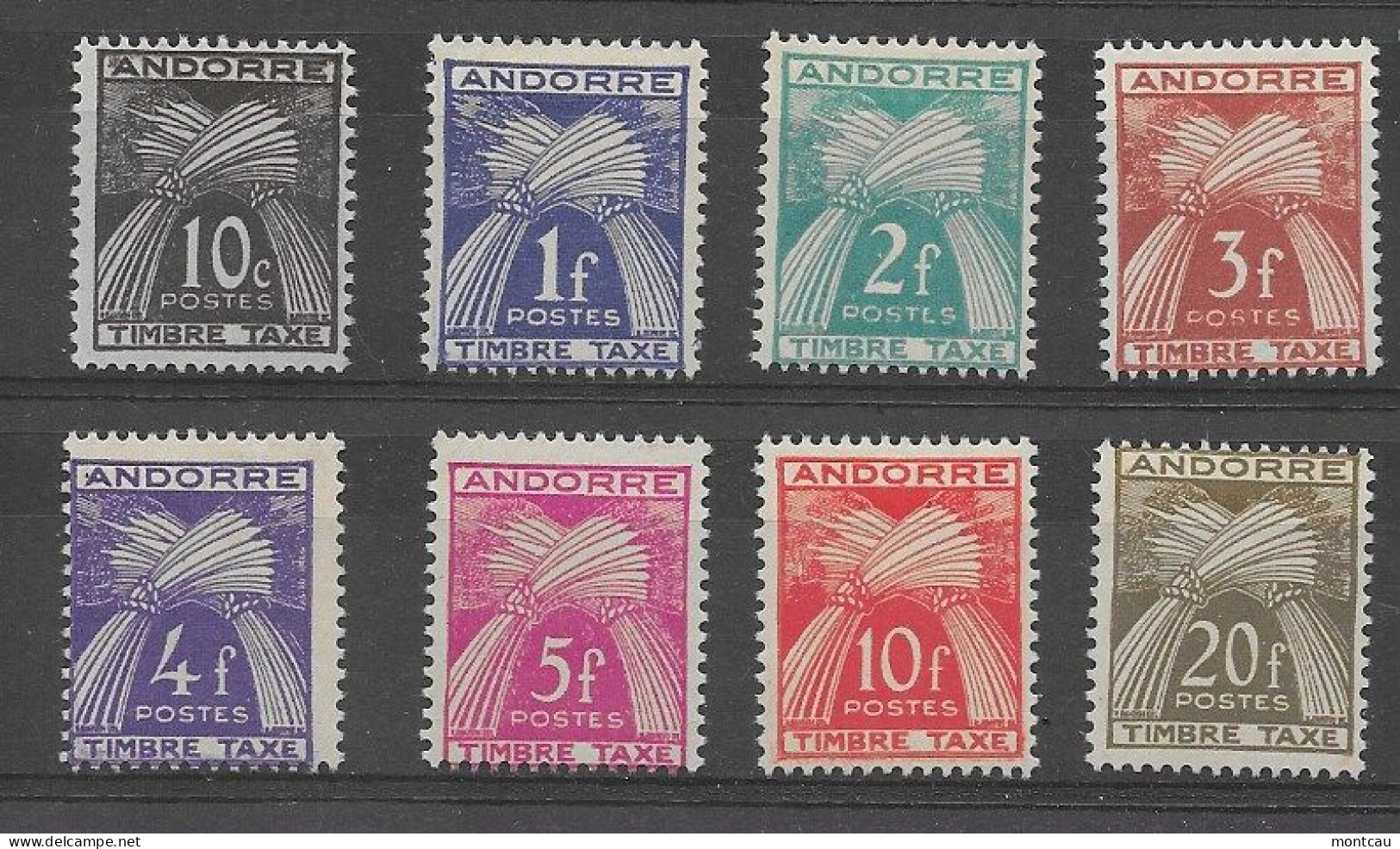 Andorra -Franc 1946-50 - Tasas 32-39 Partial (*) - Unused Stamps