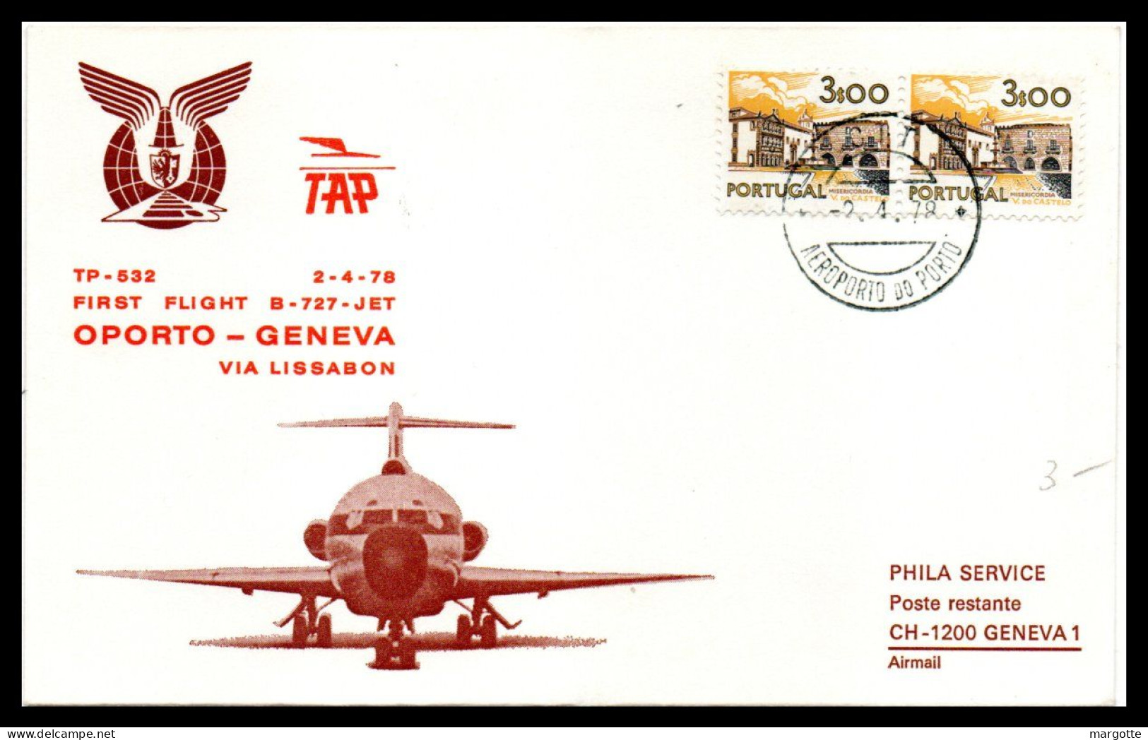 FFC TAP  Oporto-Geneva  02/04/1978 - Covers & Documents