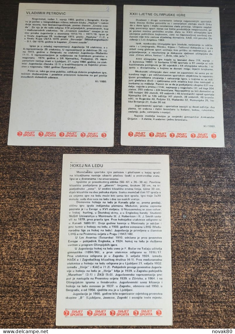 All Sports - Trading Card From Ex Yugoslavia  "SVIJET SPORTA" - SERIES XI / 1980. total 27 cards, Pele,Evert,Cosic,