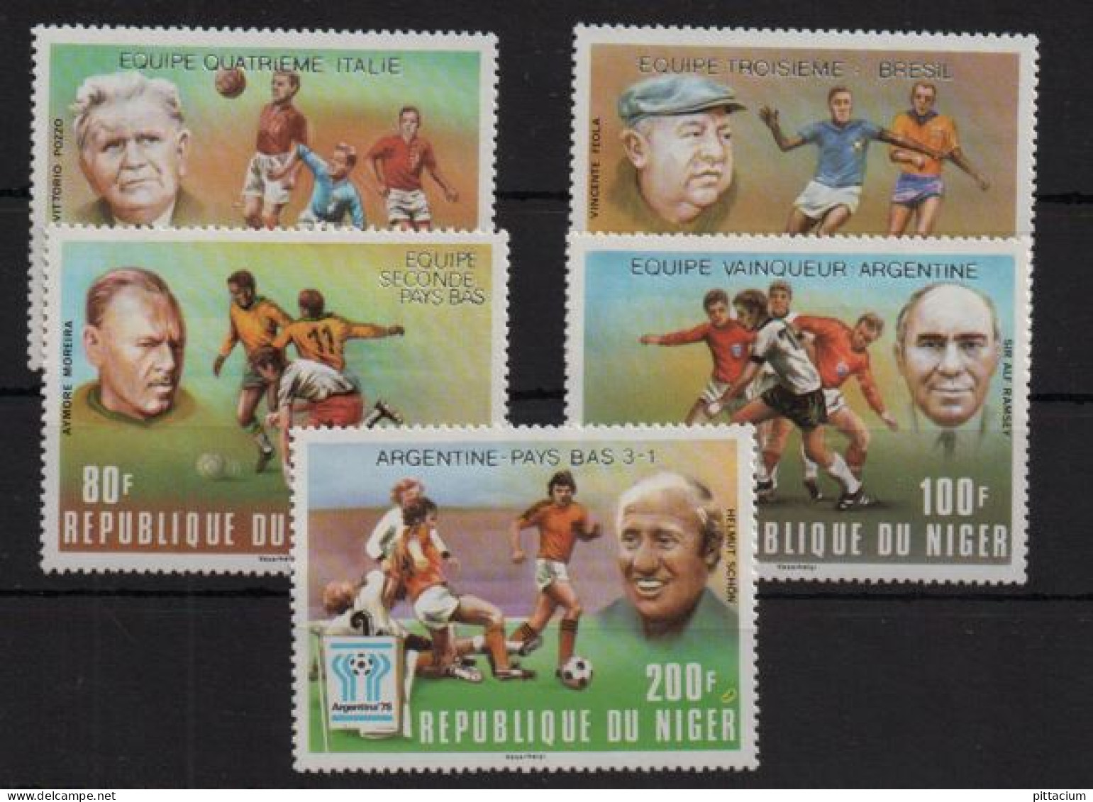 Niger 1977:  MichelNr.: 493 Bis 497, Postfrisch | Weltmeisterschaft, Fußball, Fußballtrainer - Niger (1960-...)