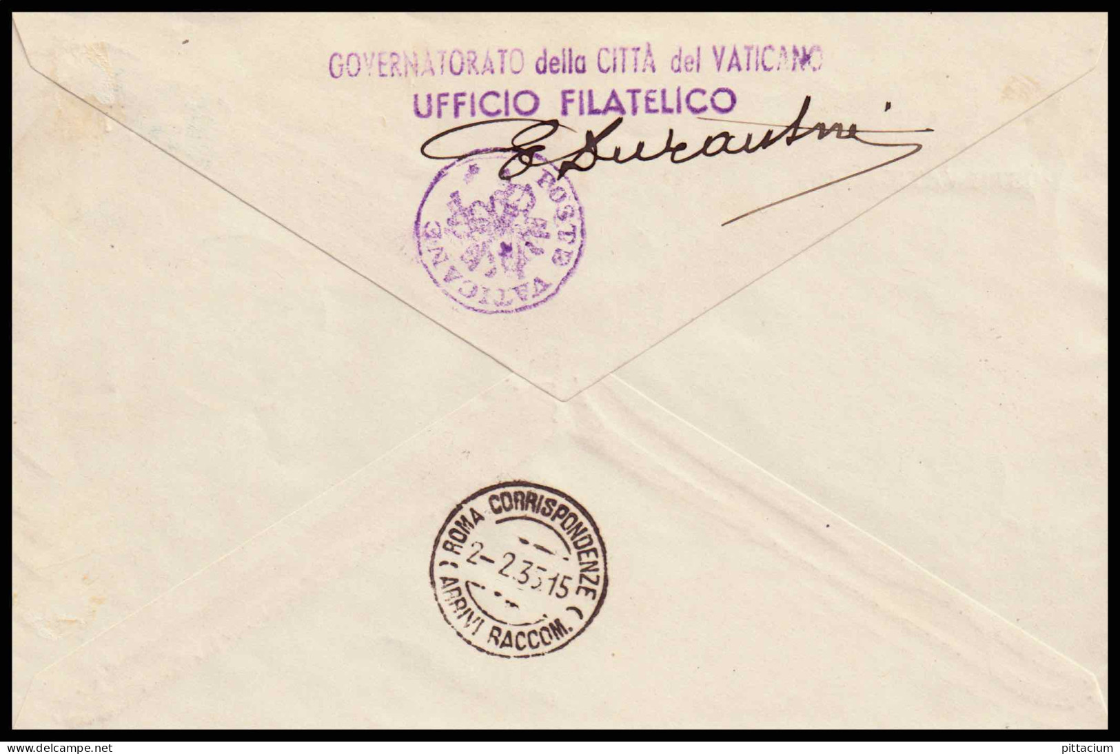 Vatikan 1935: FDC Juristenkongress Geprüft Bolaffi | R-Zettel, Siegel | Citta Del Vaticano, Rom - Cartas & Documentos