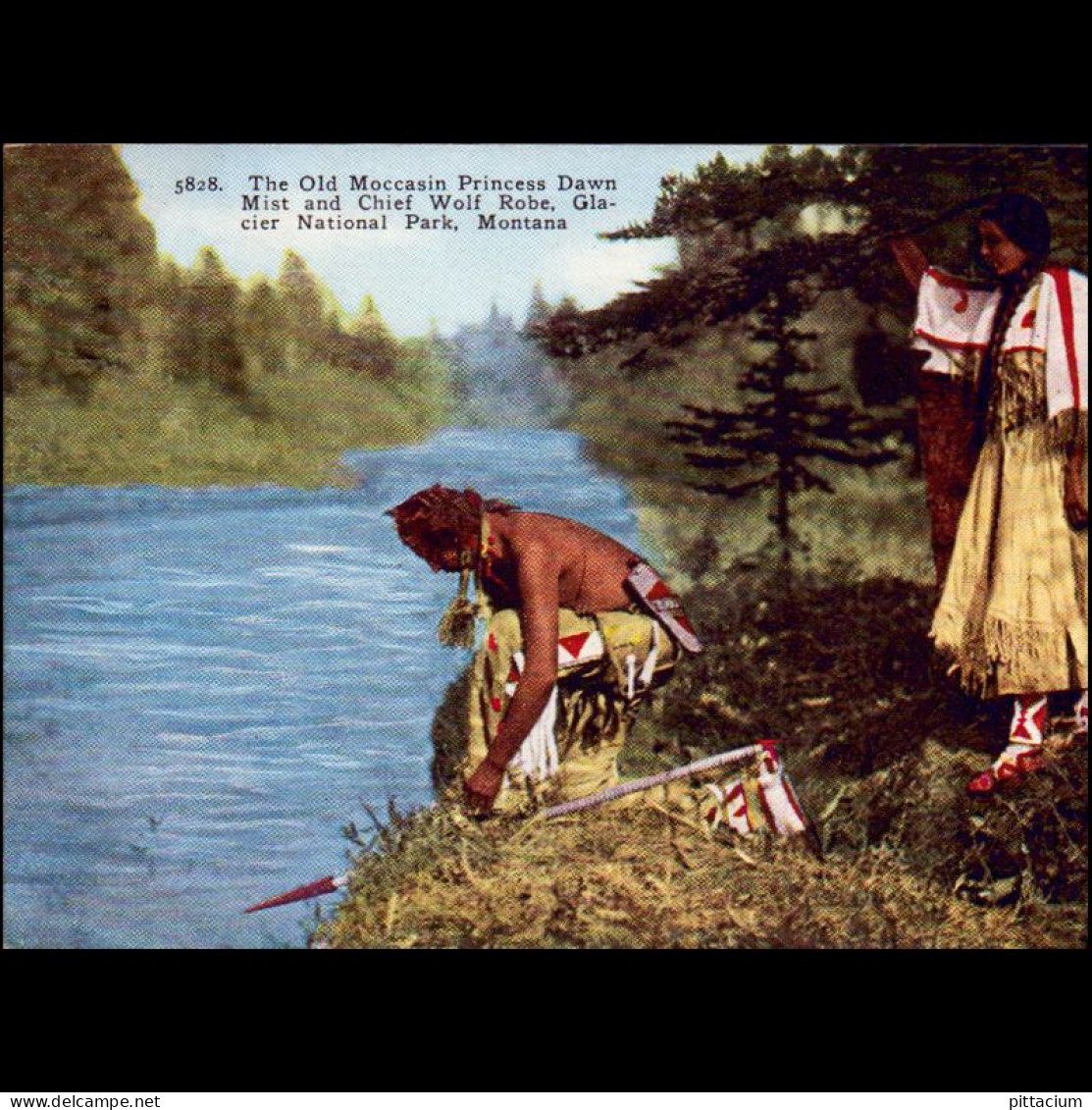 Vereinigte Staaten Lith: Ansichtskarte  | Indianer, Häuptling, Prinzessin | Amerika - USA Nationale Parken