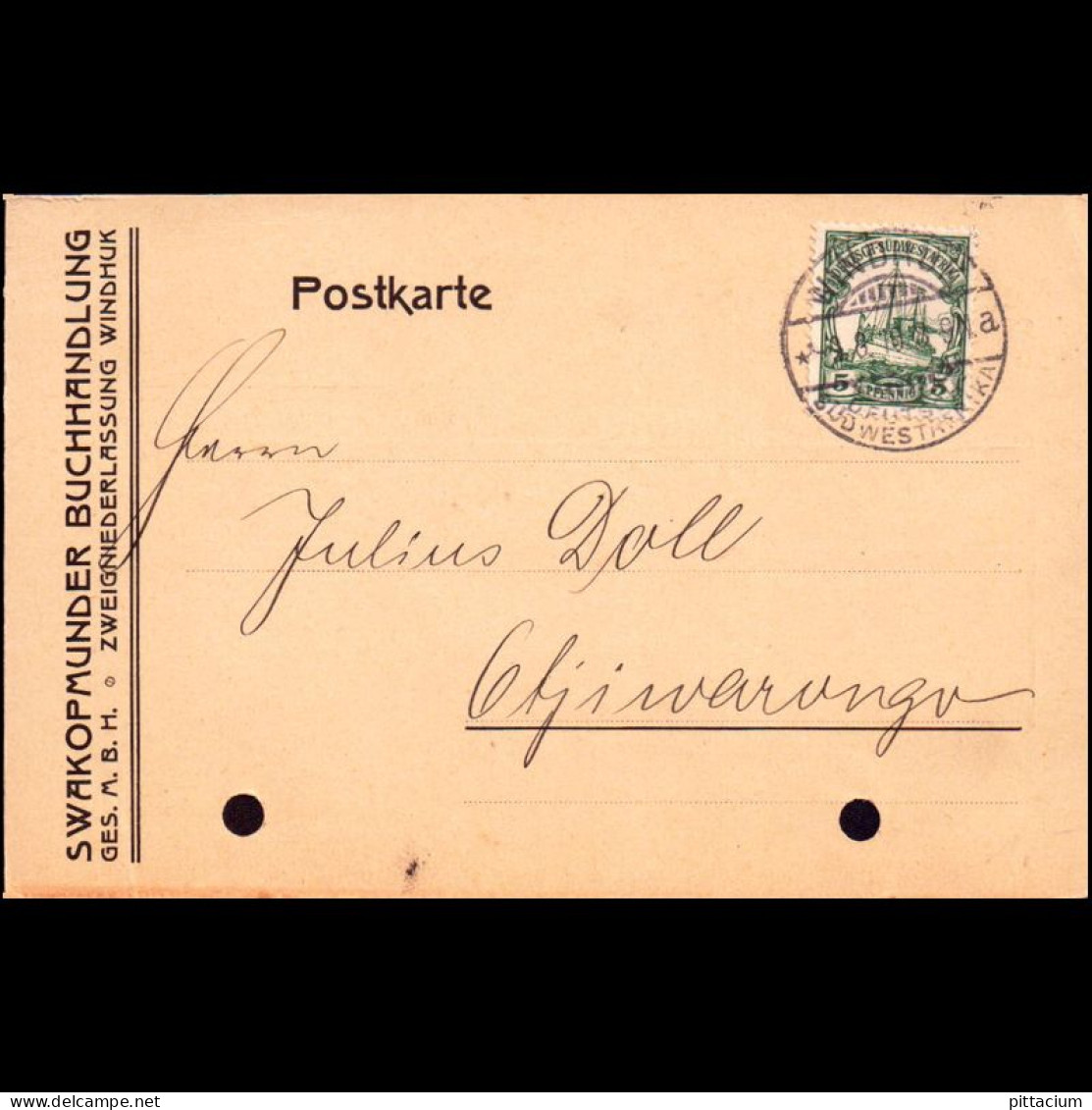 Deutsches Reich Kolonien 1910: Postkarte  | Buchhandlung | Windhuk - Libye