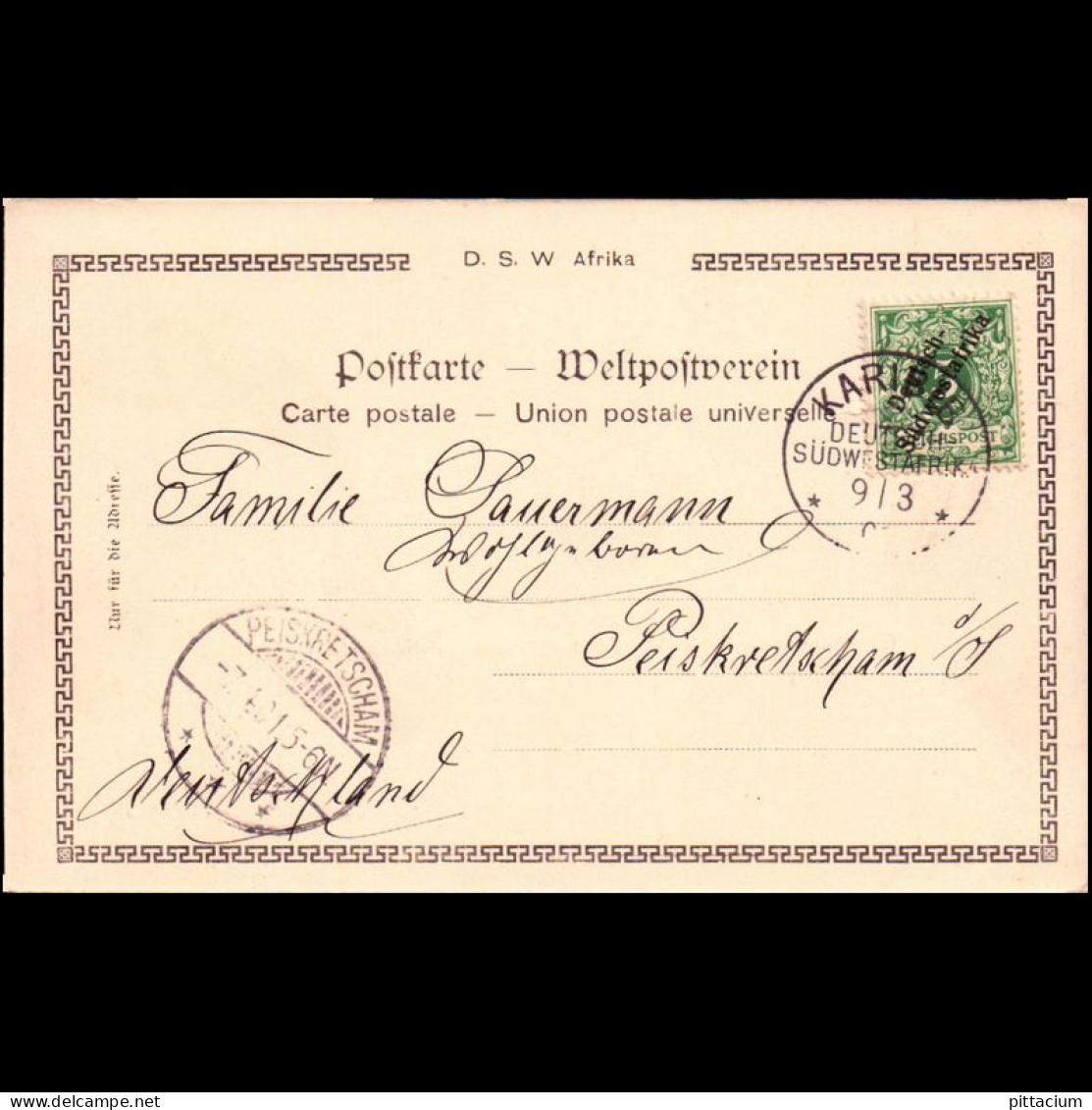 Deutschland 1901: Ansichtskarte  | Gebäude, Landschaften | Karibib, Peiskretscham - Libya