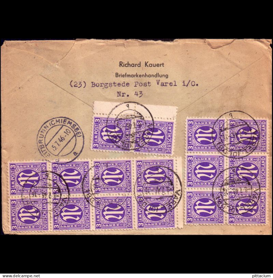 Alleiierte Besetzung 1946: Brief, Einschreibebrief Einzelfrankatur | Portostufen, Oberrand, Fernbrief | Varel, Gstadt - Libië