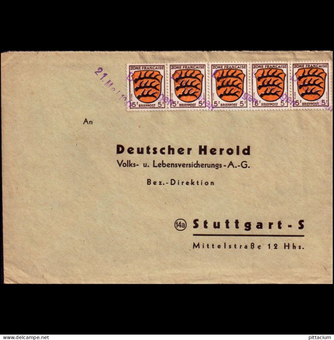 Alleiierte Besetzung 1947: Brief, Provisorische Stempel | Portostufen, Versicherung | Deichingen, Stuttgart - Libië