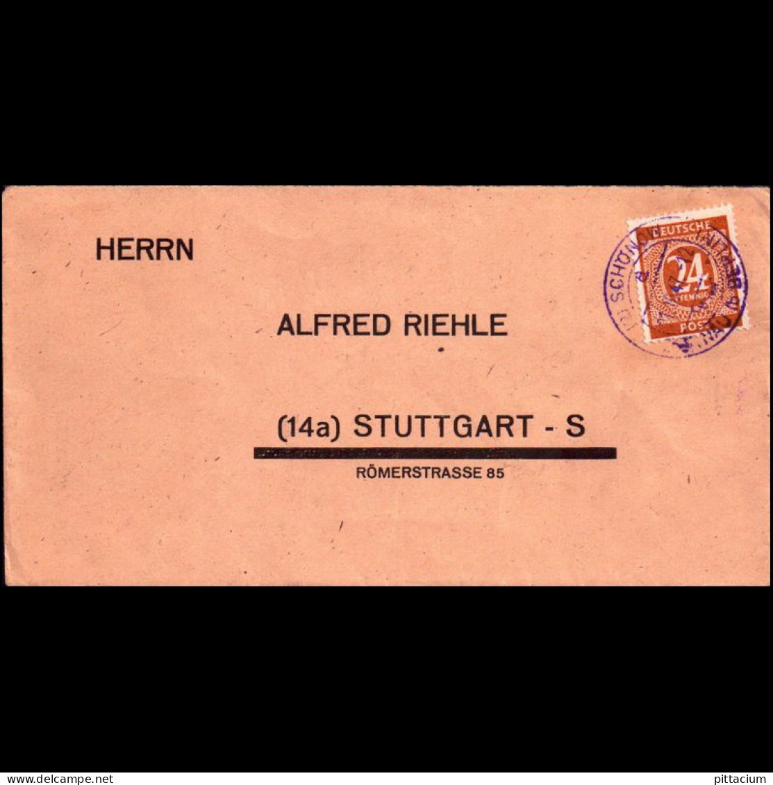 Alleiierte Besetzung 1948: Brief  | Blauer Stempel | Schönow, Stuttgart - Libië