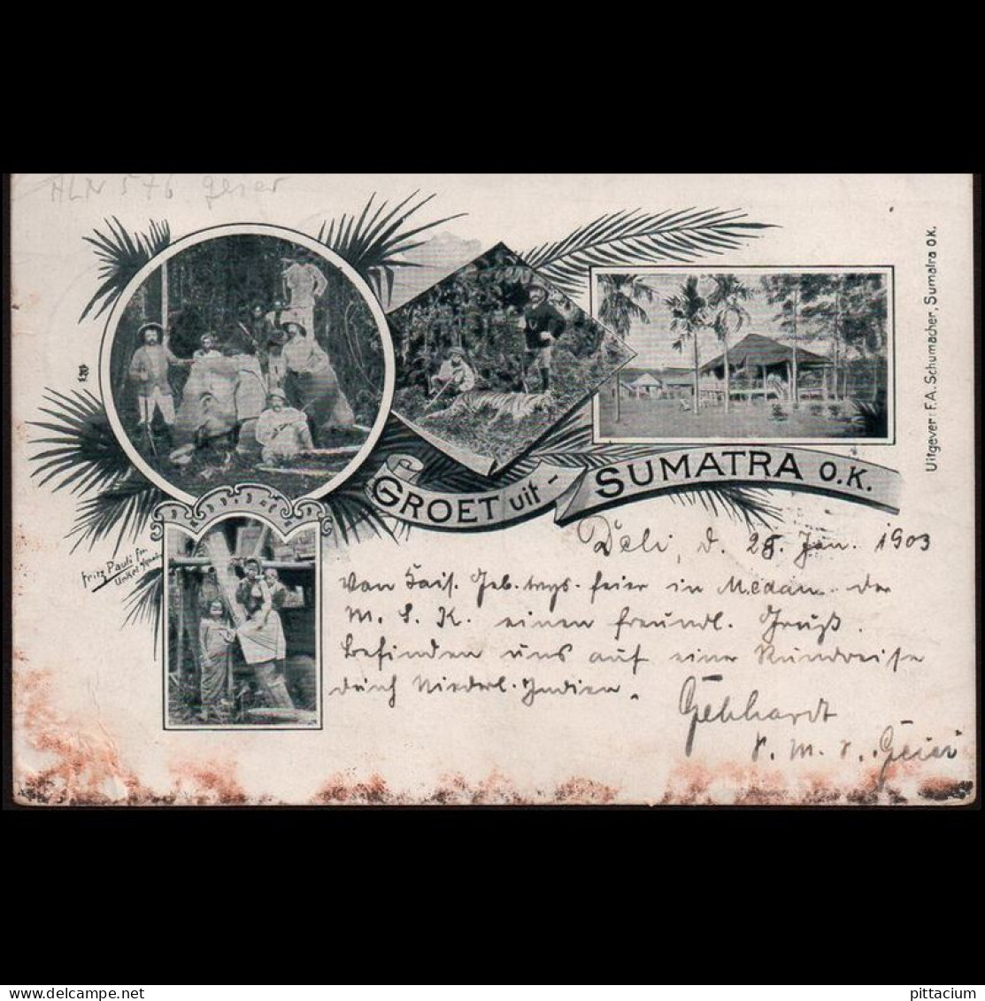 Indonesien 1903: Ansichtskarte / Marineschiffspost | Südseereise, Sumatra, Landschaften | Sumatra, Kiel - Altri & Non Classificati