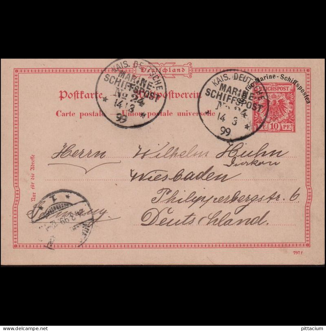 Deutschland 1899: Ganzsachen / Marineschiffspost | Ostasien | Port Said , Wiesbaden - Sonstige & Ohne Zuordnung