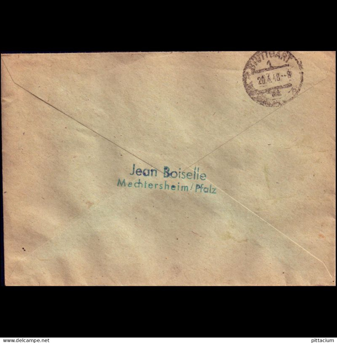 Alleiierte Besetzung 1948: Brief / Einschreibebrief | Portostufen, MIF Fr. Zone, Viererblock | Mechtersheim, Stuttgart - Libye