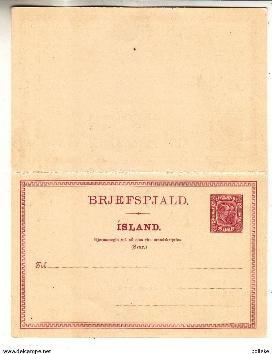 Islande - Carte Postale Avec Réponse De 1908 - Entier Postal - Oblit Reykjavik - - Briefe U. Dokumente