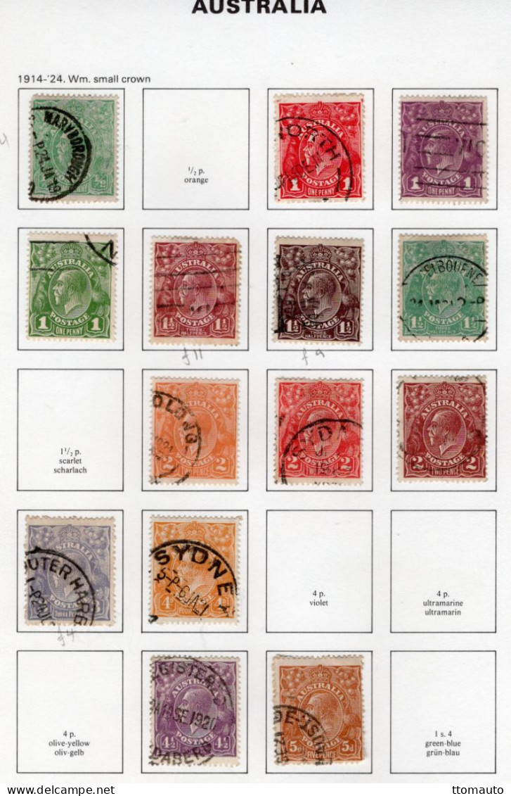 Australia 1914-1924 - George V Heads  - 14 Values Used/Obl. Timbres/Stamps - Used Stamps