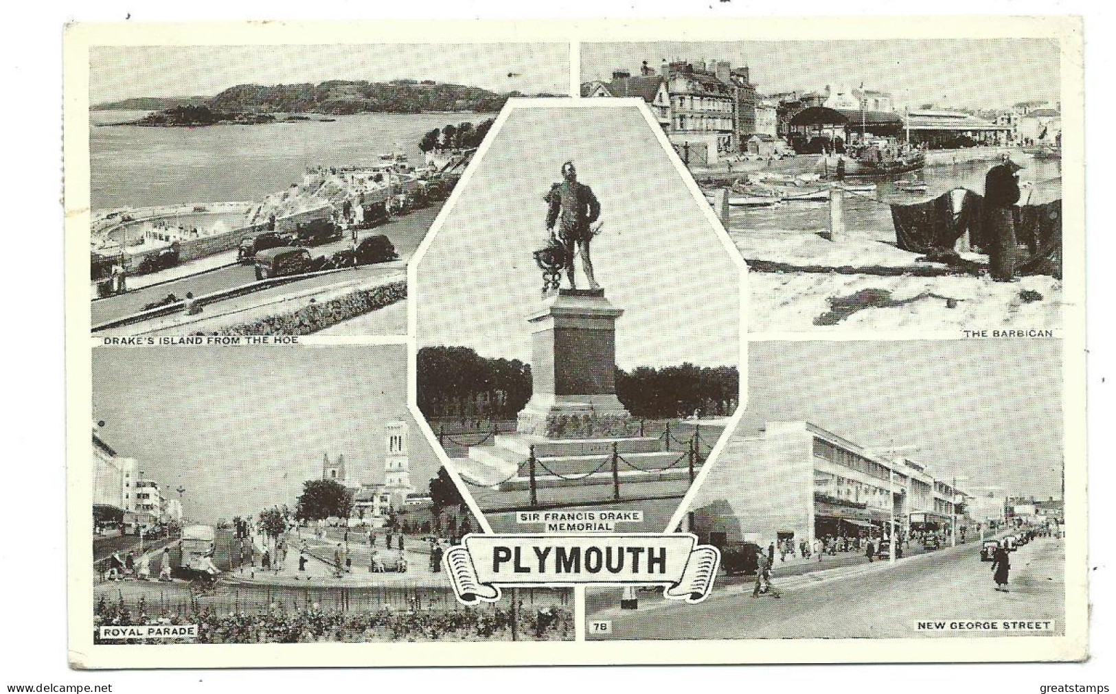 Devon Plymouth   Postcard   Multiview Posted 1953 Post War Rebuilt - Plymouth