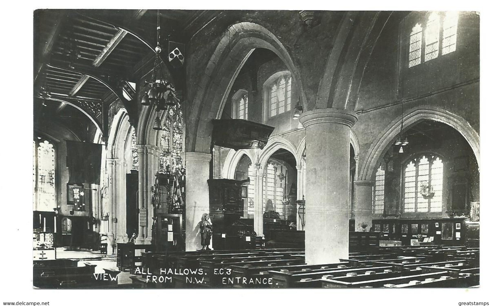 London    Postcard  All Hollows Church Ec.3 Rp Quality Card Unused - London Suburbs