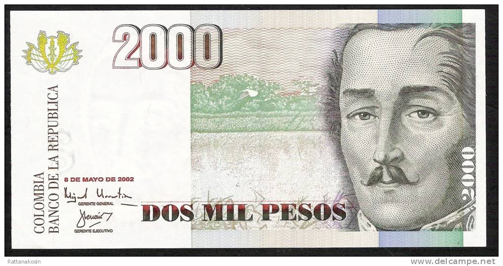 COLOMBIA   P451e    2000 PESOS   8.5.2002  Rare Date   UNC. - Colombie