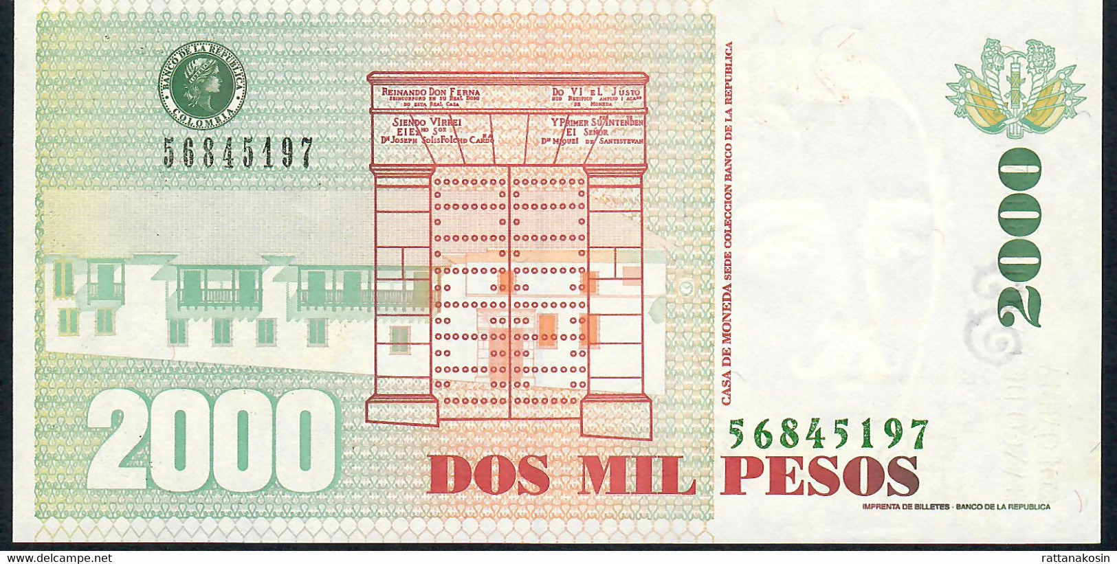 COLOMBIA   P451e    2000 PESOS   8.5.2002  Rare Date   UNC. - Kolumbien