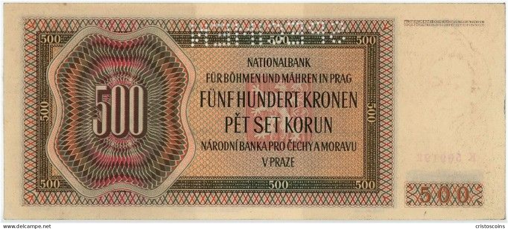 1942 Boemia & Moravia Specimen 500 Korun P.115 UNC (B/1-43 - Fictifs & Spécimens