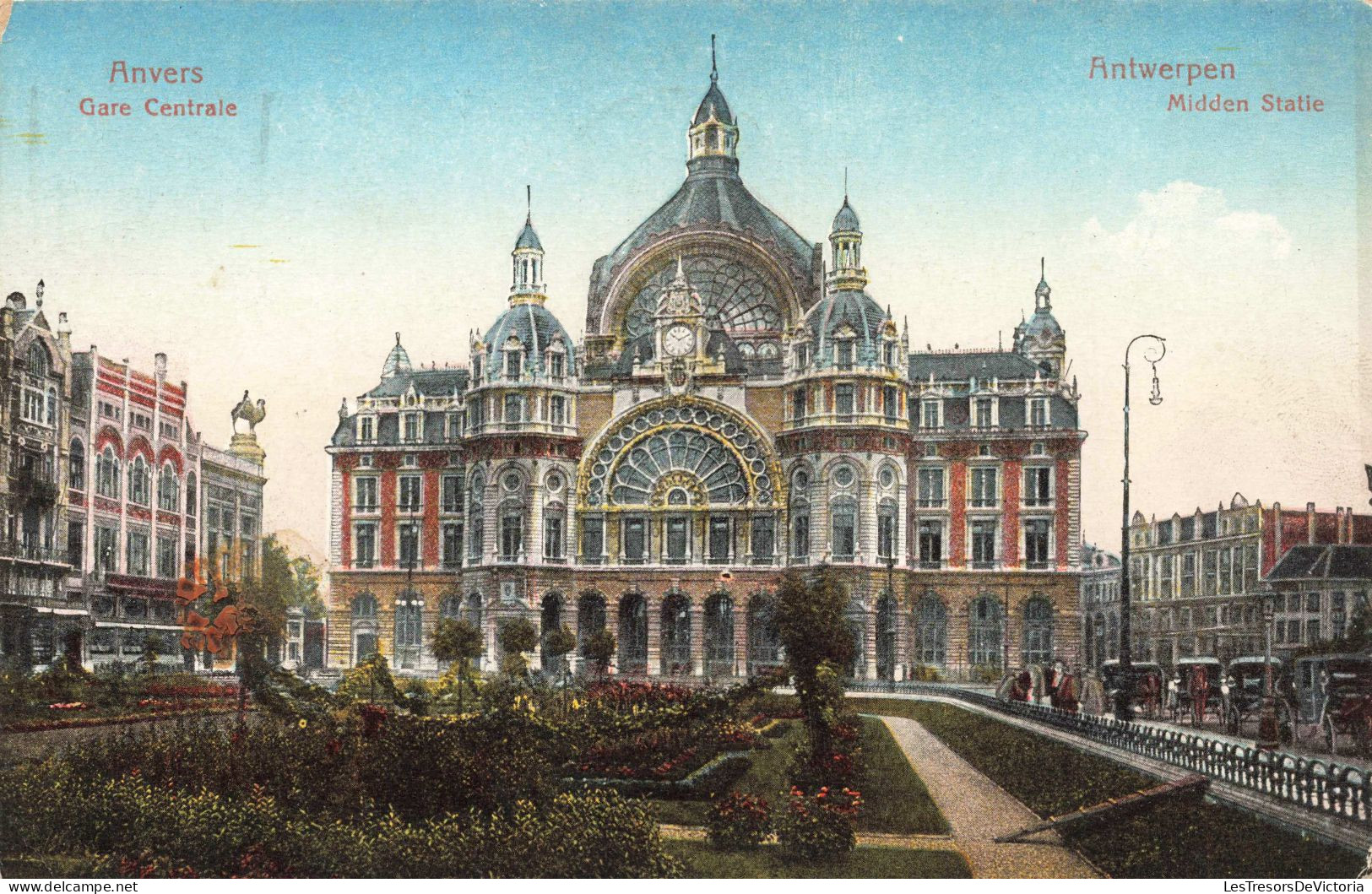 BELGIQUE - Anvers - Gare Centrale - Colorisé - Carte Postale Ancienne - Antwerpen
