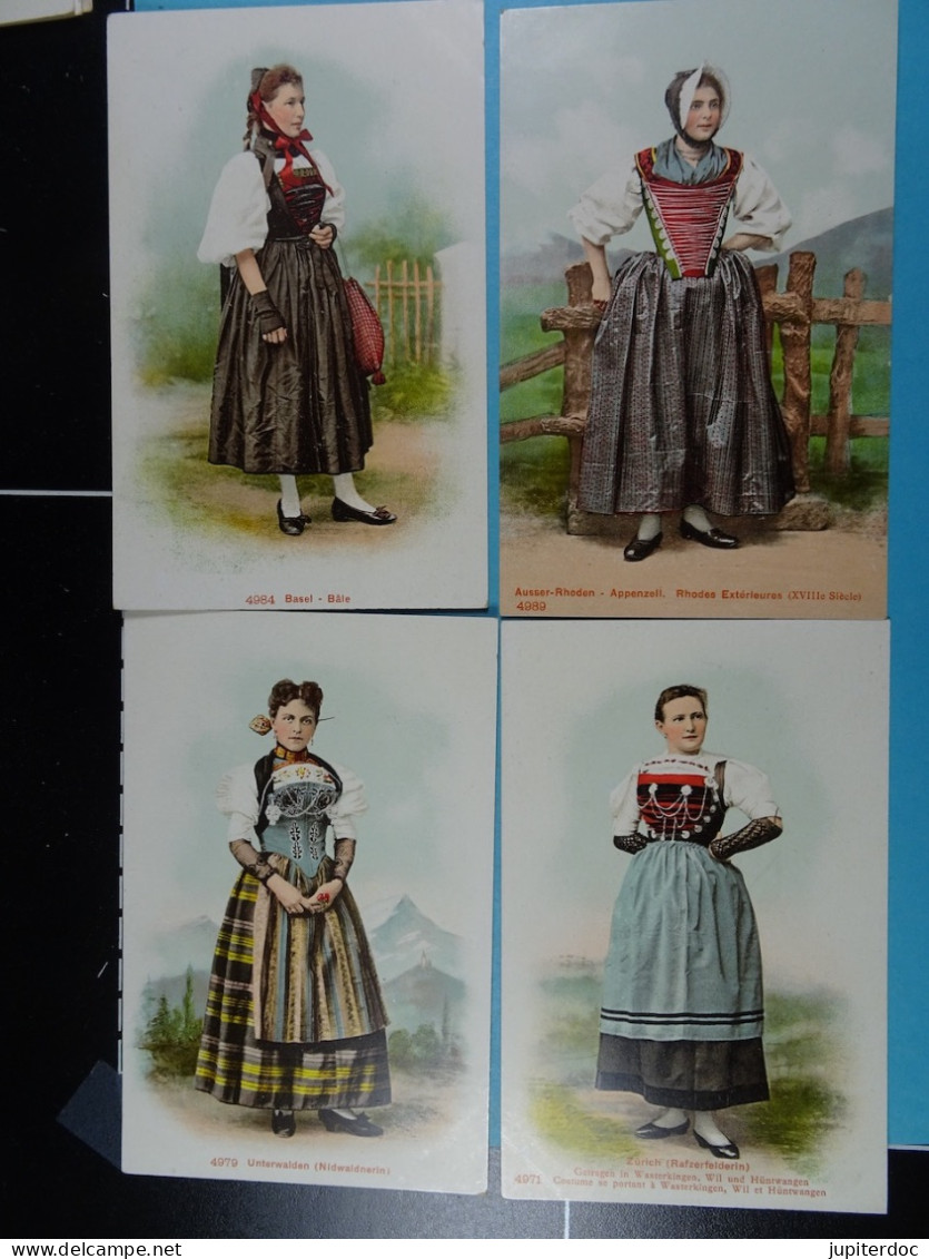 Lot 13 CPA Costumes De Suisse - Collections & Lots