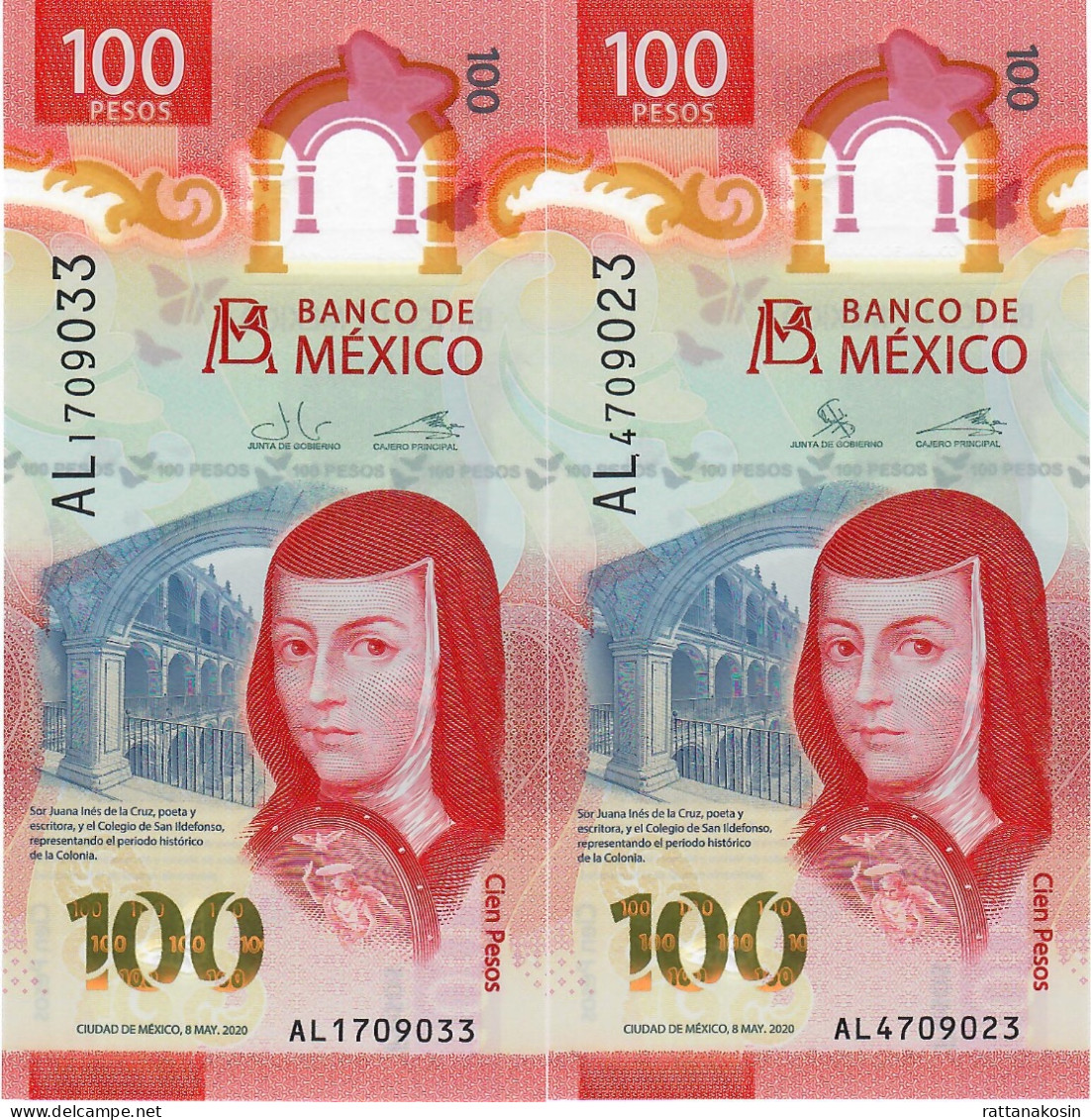 MEXICO  5 NOTES DIFF. SIGNATURES NLP = P134a 100 PESOS ALL 8 MAY 2020 #AL  UNC. - Mexique
