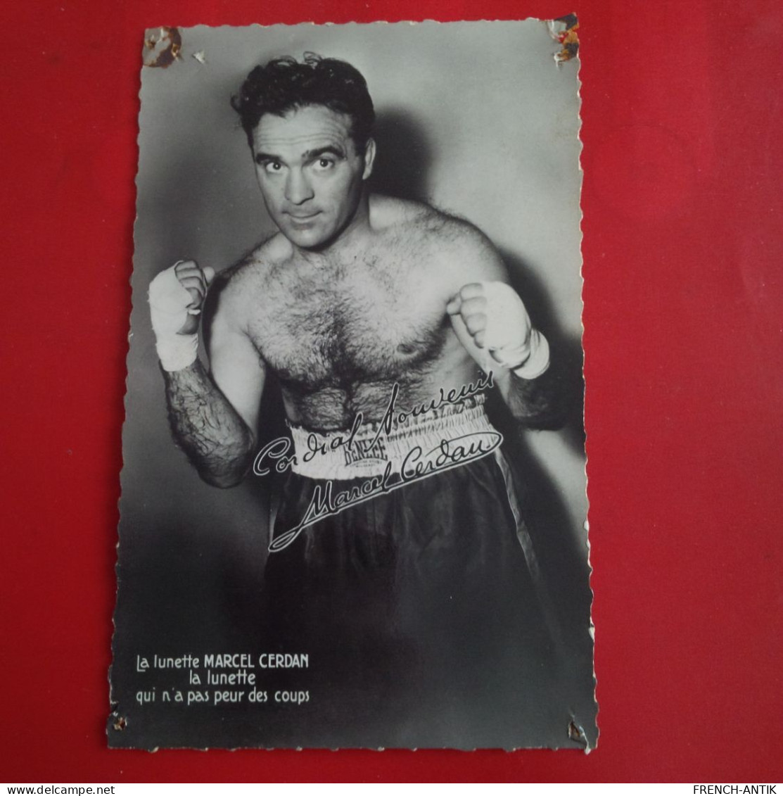 CARTE PHOTO BOXE MARCEL CERDAN LA LUNETTE - Boxsport