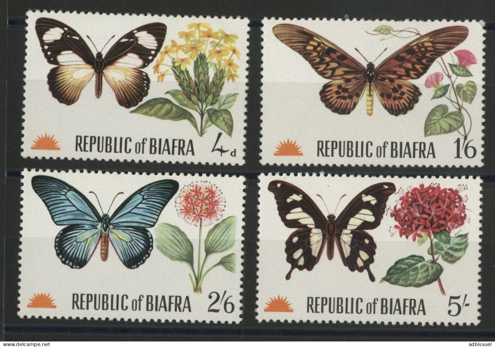 REPUBLIC OF BIAFRA N° 22 à 25 Neufs ** (MNH) PAPILLONS BUTTERFLIES - Nigeria (1961-...)