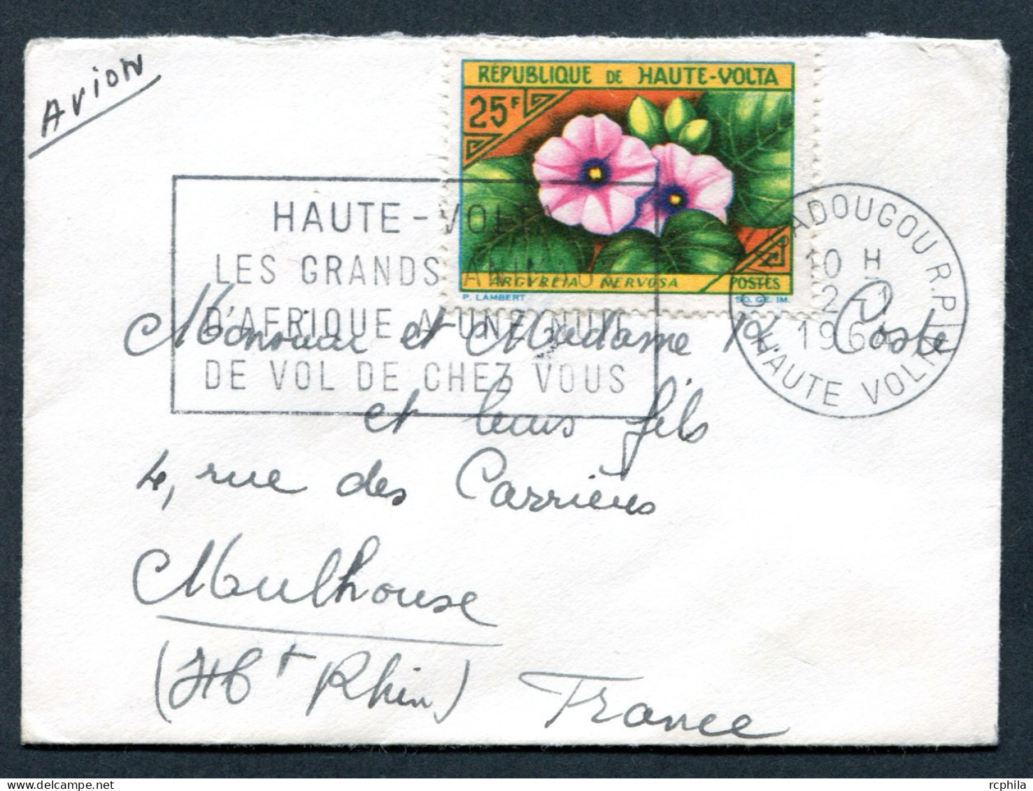 RC 25882 HAUTE VOLTA 1964 MIGNONETTE CARTE DE VISITE OBLITÉRATION MECANIQUE LETTRE POUR MULHOUSE FRANCE - Upper Volta (1958-1984)