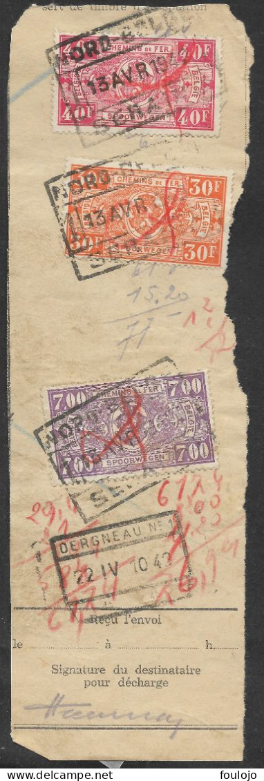 TR159+TR164+TR165 Oblit. Nord-belge Seraing Le 13 Avr 1942 (Alb Vert Lot 10) - Documents & Fragments