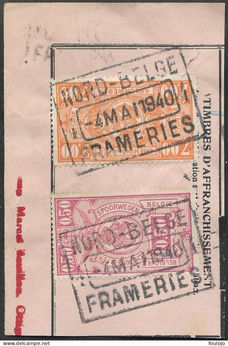 TR141+TR159 Oblit. Nord-belge Frameries Le 4 MAI 1940 (Alb Vert Lot 13) - Documents & Fragments