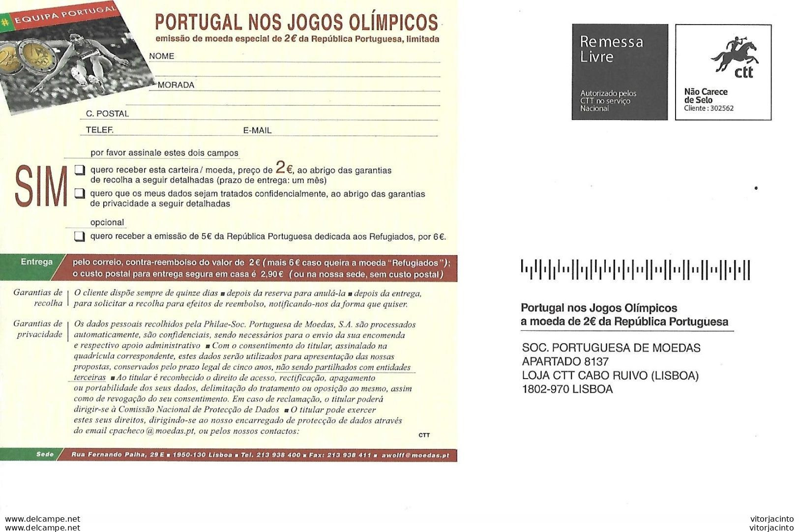 PORTUGAL - PAP - Free Shipping - Authorized By CTT In The National Service - No Need Stamp - Lettres & Documents