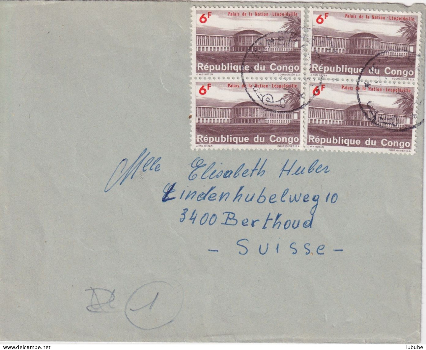 Brief  Kinshasa - Burgdorf         1965 - Cartas & Documentos