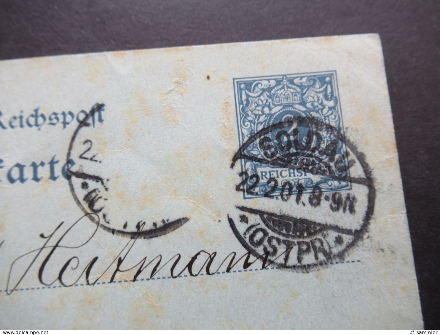 DR Reichspost 1901 GA Mit Tagesstempel Soldau Ostpreußen Geschrieben In Kämmersdorf Nach Leipzig Gesendet - Tarjetas