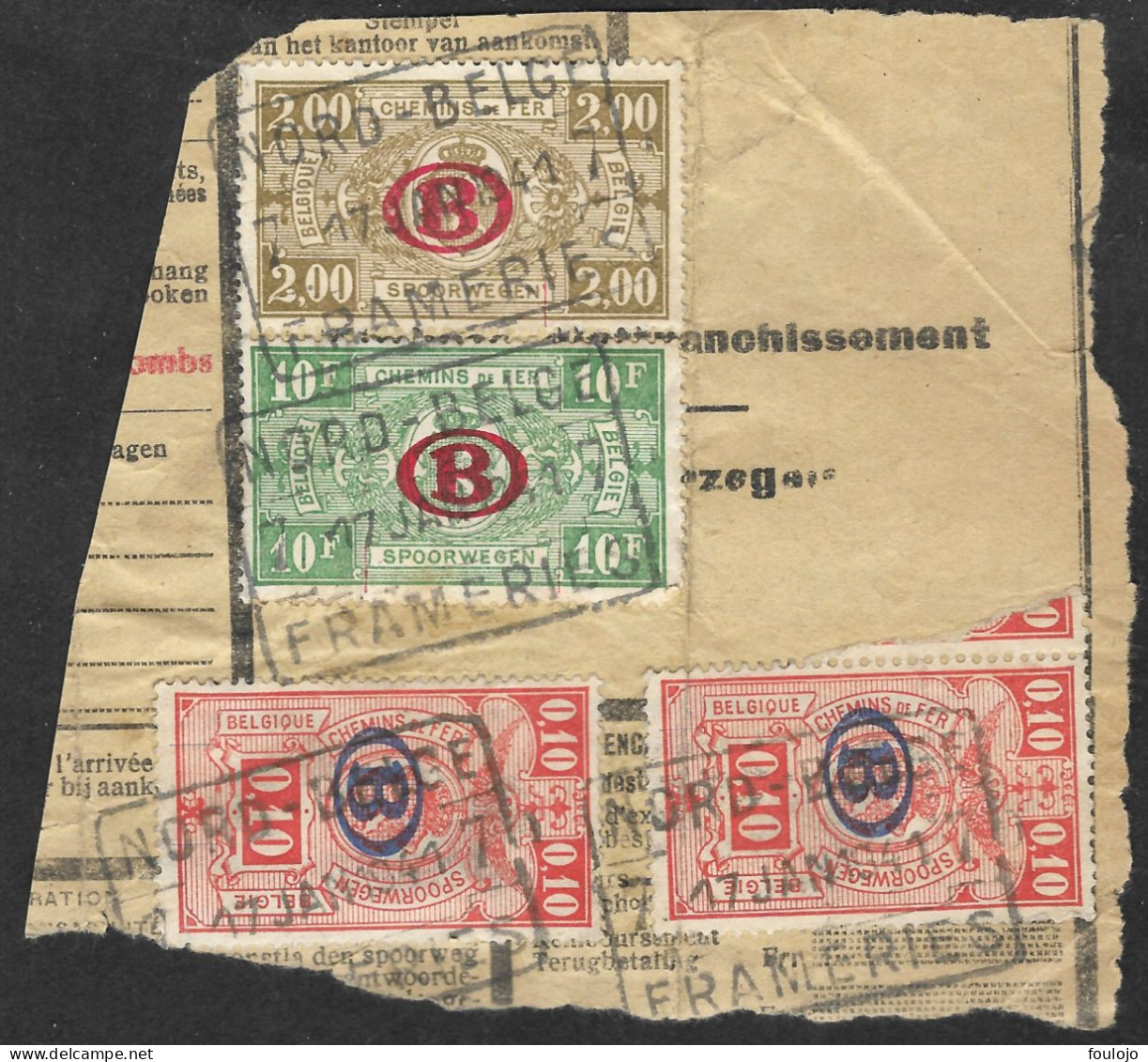 TR213+TR223+TR231 Oblit. Nord-belge Frameries Le 17 Jan 1941  (Alb Vert Lot 17) - Documentos & Fragmentos