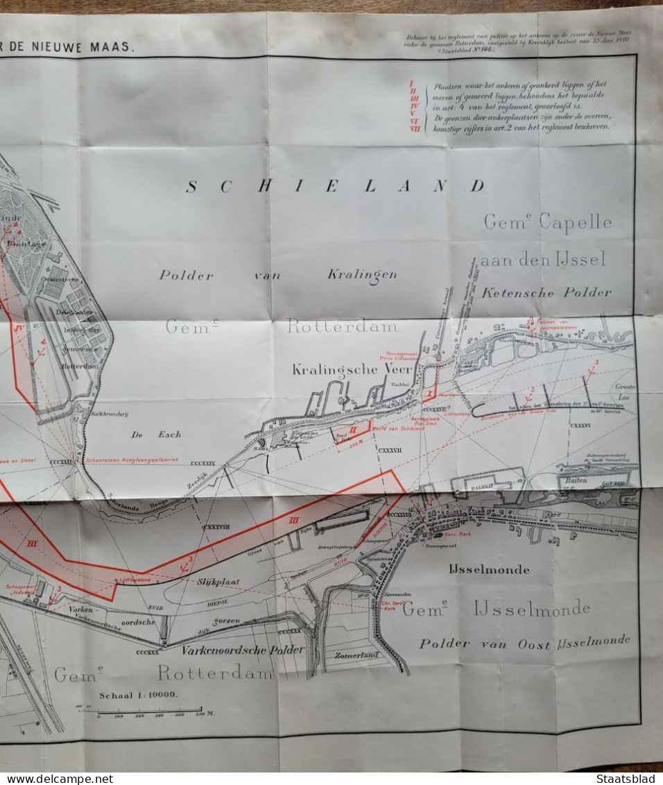 Kaart / Staatsblad 1910 - Gem. Rotterdam - Capelle - IJselmonde - Betr. Regelement Nieuwe Maas - Cartes Topographiques