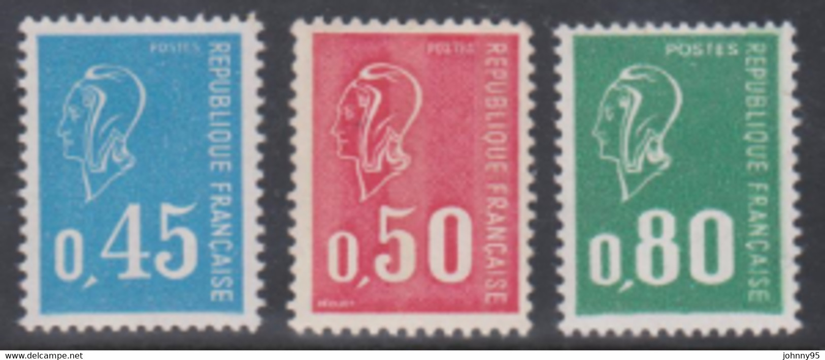 Année 1971 Et 1976 - N° 1663 - 1664c - 1891 - 45 C. Bleu - 50 C. Carmin-rose - 80 C. Vert- Lot 3 Valeurs - 1971-1976 Maríanne De Béquet