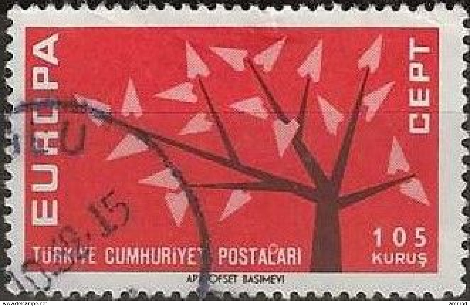 TURKEY 1962 Europa - 105k Europa Tree FU - Gebraucht