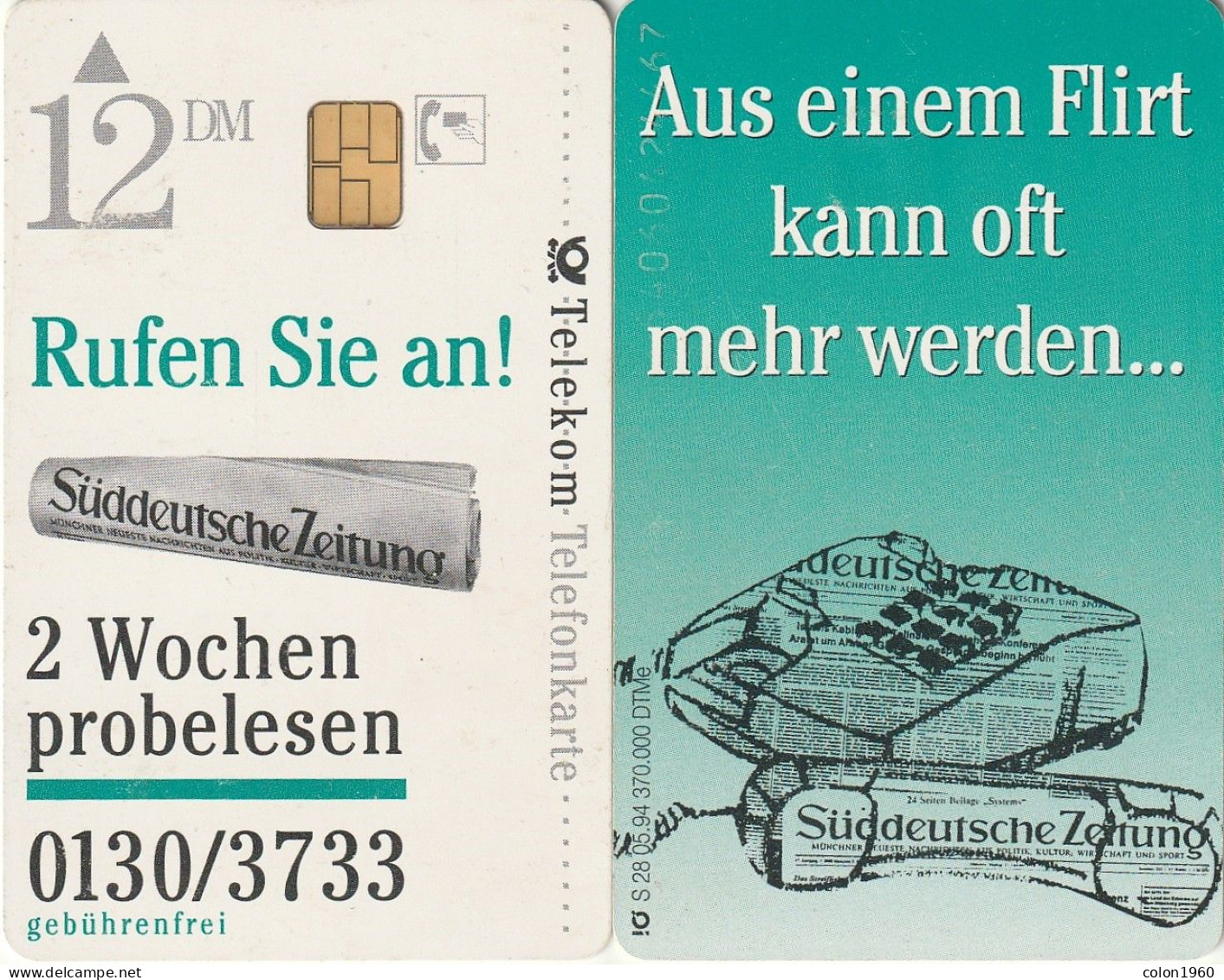 ALEMANIA. S 28/94.2. Süddeutsche Zeitung 2 - Telefon. 5406. 1994-05. (596) - S-Series: Schalterserie Mit Fremdfirmenreklame