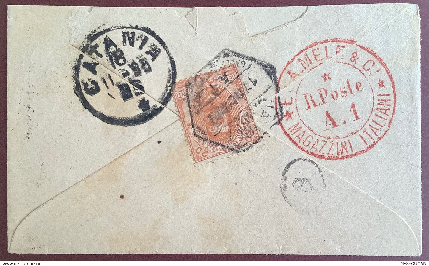 RRR:  Agenzie Postali NAPOLI A1 MAGAZZINI ITALIANI MELE1895 Lettera Italia Umberto (Grand Magasin Department Store - Marcophilia