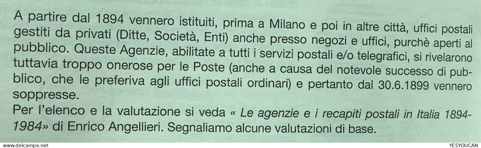 RRR:  Agenzie Postali NAPOLI A1 MAGAZZINI ITALIANI MELE1895 Lettera Italia Umberto (Grand Magasin Department Store - Marcophilia