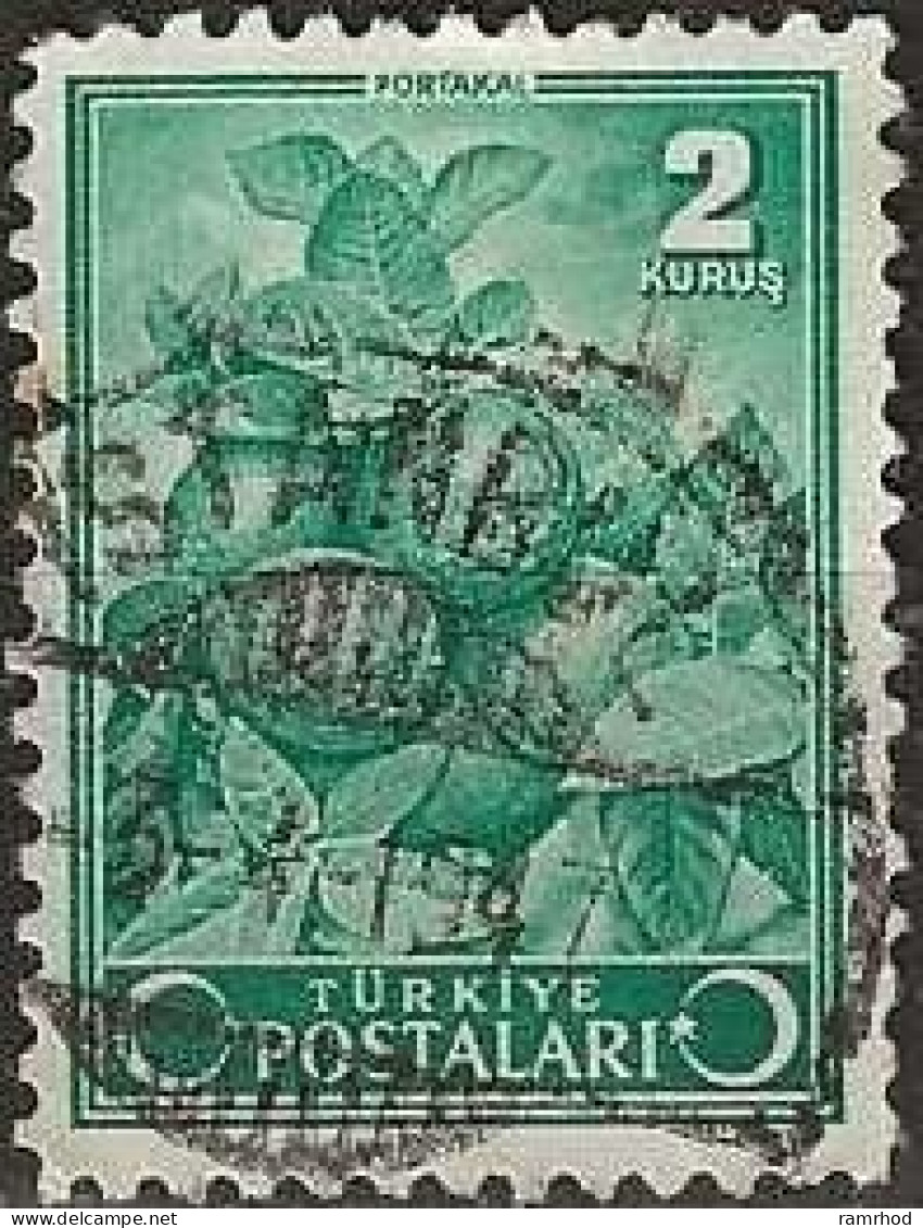 TURKEY 1943 Oranges - 2k. - Green FU - Used Stamps
