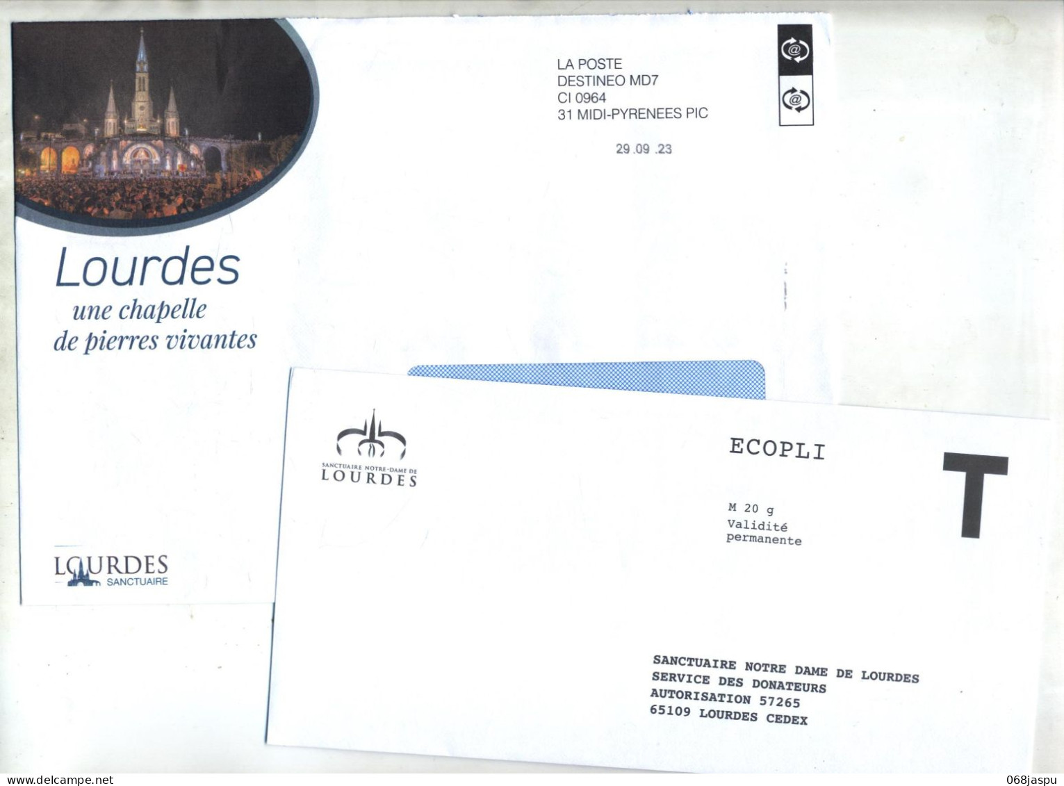 Enveloppe Reponse T Notre Dame De Lourdes + Destineo - Cards/T Return Covers