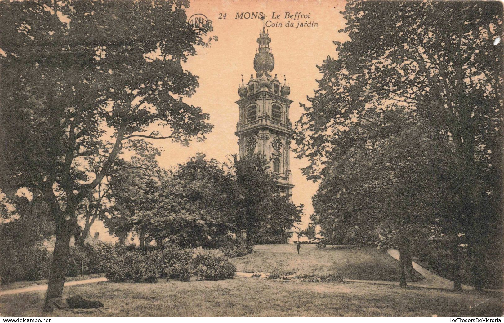 BELGIQUE - Mons - Le Beffroi - Coin Du Jardin - Carte Postale Ancienne - Mons